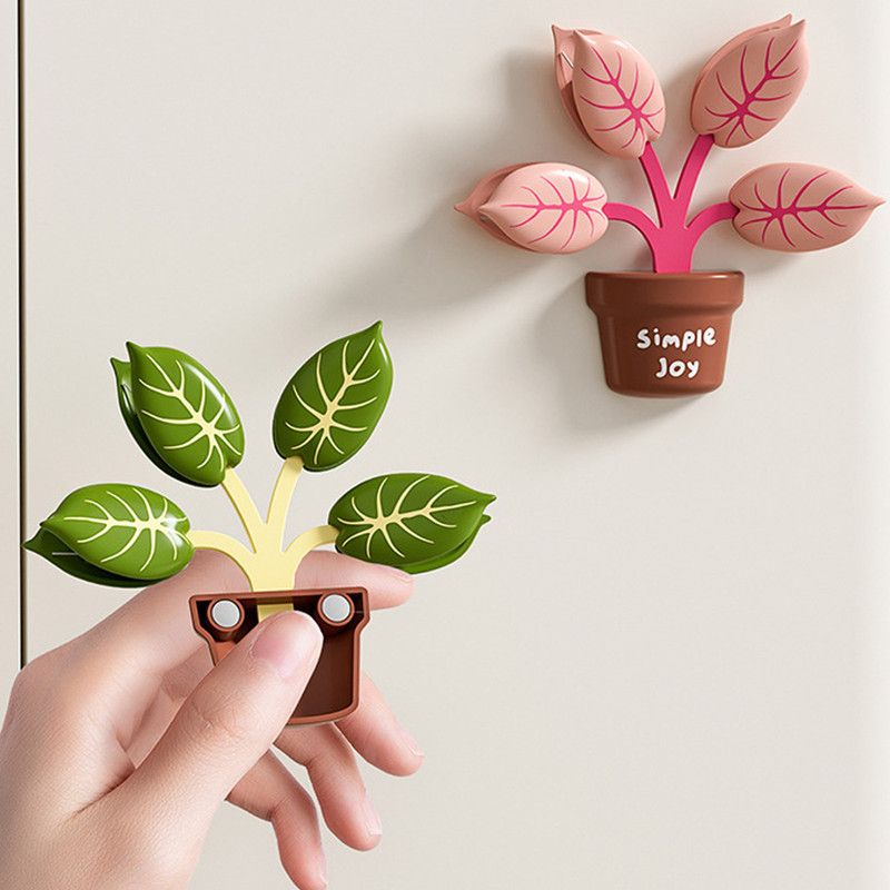 Home Food Bag Freshness Sealer, Creative Plant Pot Magnetic Clips, Multifunctional Fridge Magnet Clips, Cute Leaf-Shaped Food Bag Clips - Pink - Image 5