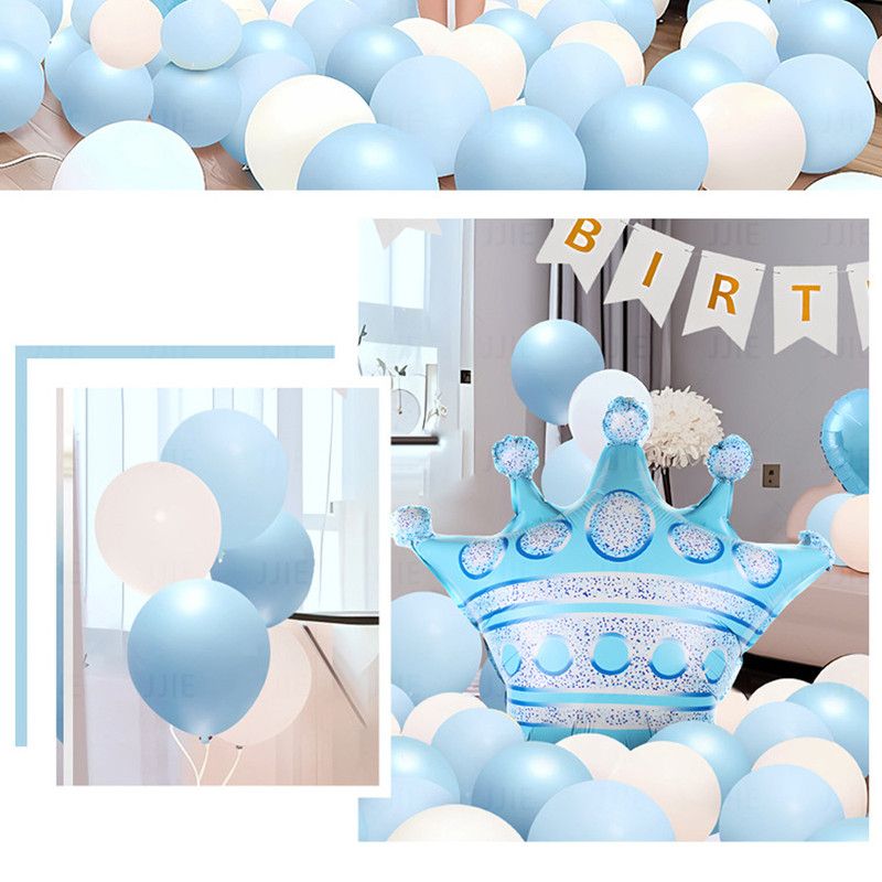 Birthday Party Decor Set: “HAPPY BIRTHDAY” Balloons + Bunting + Crown Set, Birthday Party Decor - Blue Set - Image 5