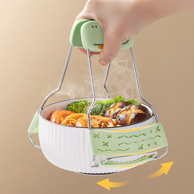 Adjustable-angle heat-resistant tongs, kitchen heat-resistant bowl tongs, silicone non-slip bowl tongs, stainless steel multi-purpose household tray lifter, multi-purpose kitchen tray lifter - Image 2