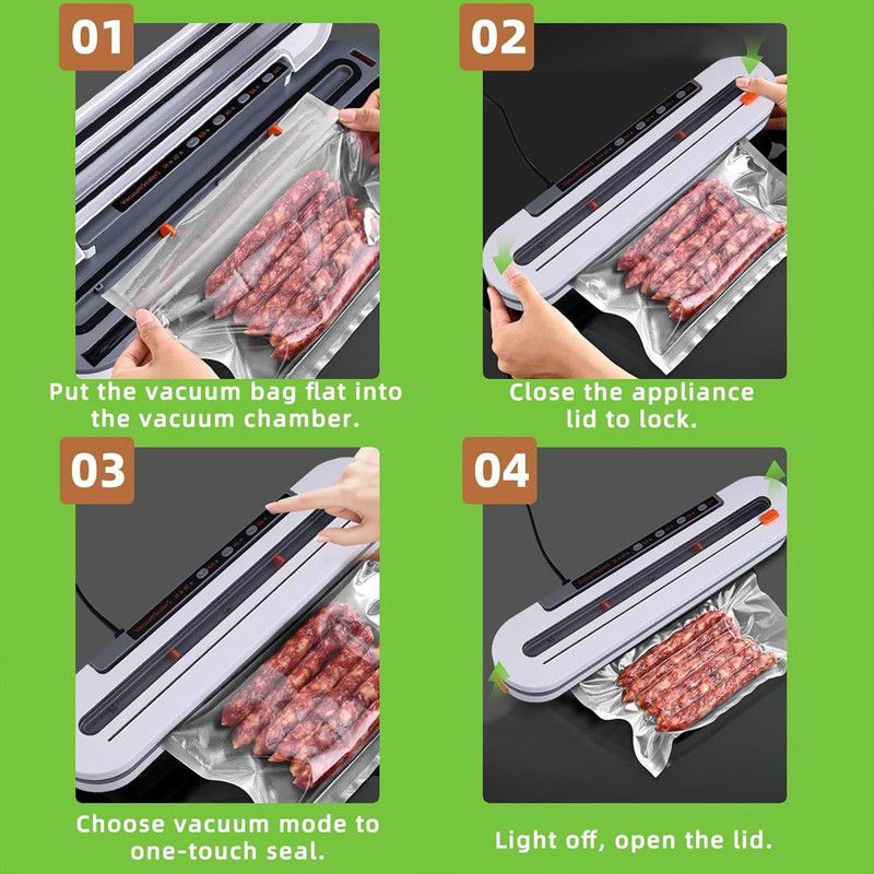Home Vacuum Sealer, All-Purpose Automatic Food Preservation Machine for Dry and Wet Items, 30cm Extended Sealing Vacuum Packer, One-Touch Vacuuming to Prevent Odor Transfer and Leaks, Supports External Vacuuming, Spot Vacuuming, Dry, and Wet Modes - Black - Image 7