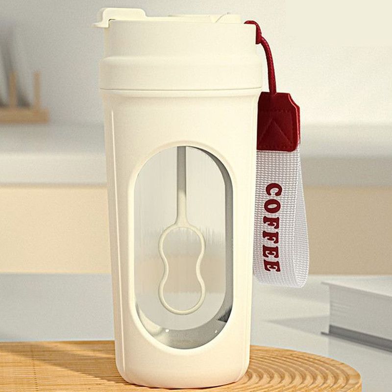 Electric Automatic Mixing Cup, One-Button Shaker Cup, Food-Grade Portable Coffee/Water Cup with Dual Spouts, Type-C Charging, Portable Leak-Proof Electric Mixing Cup with Carrying Strap—White - Image 1
