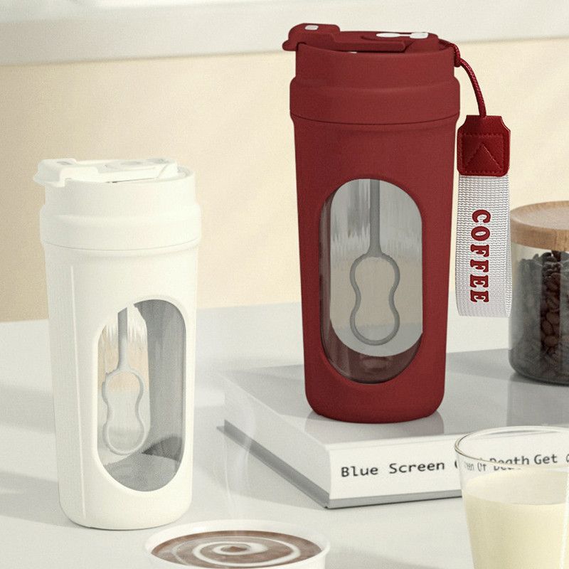 Electric Automatic Mixing Cup, One-Button Shaker Cup, Food-Grade Portable Coffee/Water Cup with Dual Spouts, Type-C Charging, Portable Leak-Proof Electric Mixing Cup with Carrying Strap—White - Image 4
