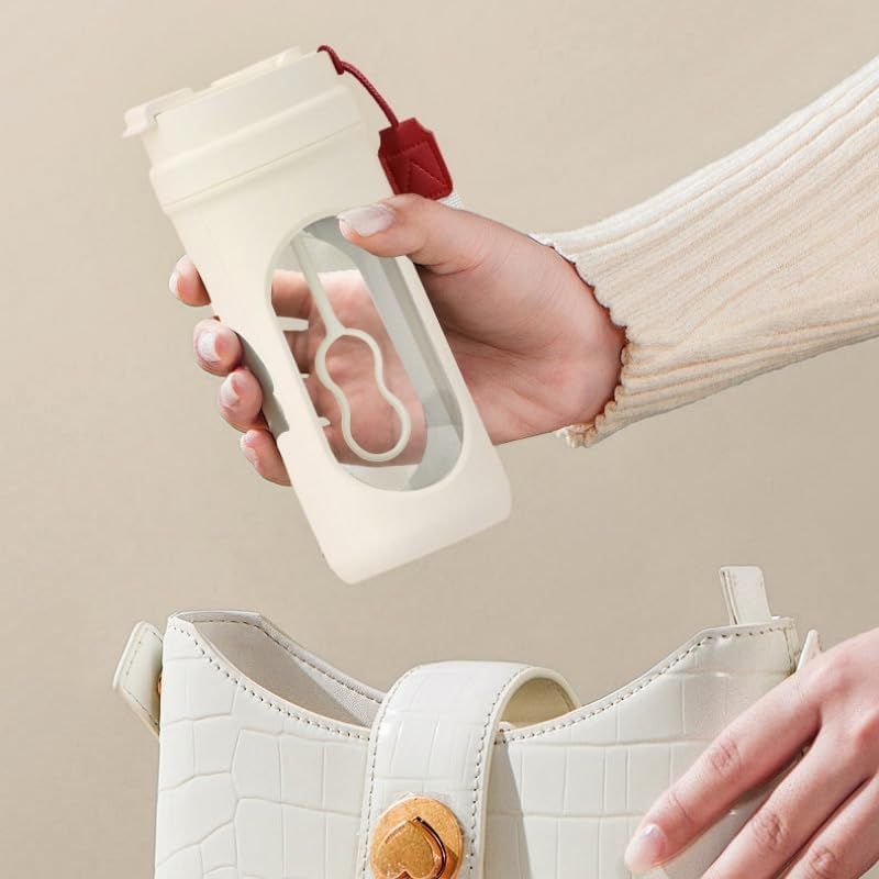 Electric Automatic Mixing Cup, One-Button Shaker Cup, Food-Grade Portable Coffee/Water Cup with Dual Spouts, Type-C Charging, Portable Leak-Proof Electric Mixing Cup with Carrying Strap—White - Image 8