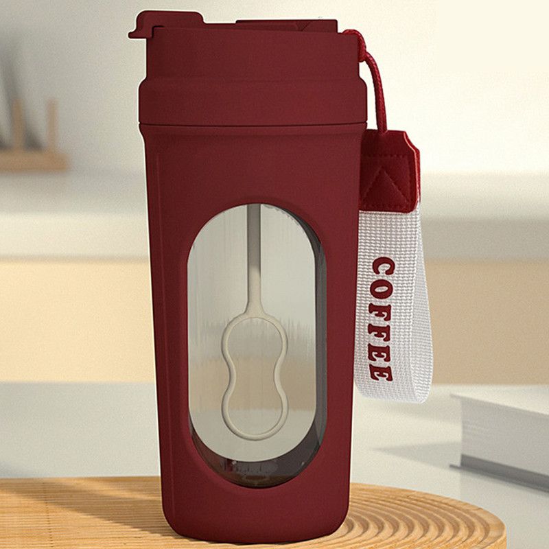 Electric Automatic Mixing Cup, One-Button Shaker Cup, Food-Grade Portable Coffee/Water Cup with Dual Spouts, Type-C Charging, Portable Leak-Proof Electric Mixing Cup with Carrying Strap—Red - Image 1