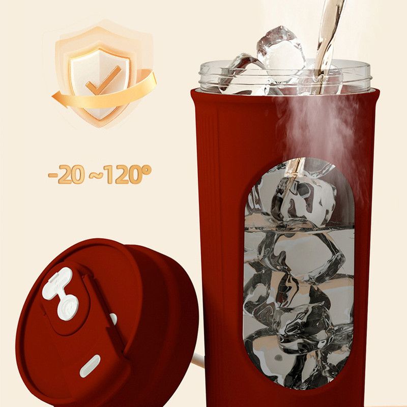 Electric Automatic Mixing Cup, One-Button Shaker Cup, Food-Grade Portable Coffee/Water Cup with Dual Spouts, Type-C Charging, Portable Leak-Proof Electric Mixing Cup with Carrying Strap—Red - Image 3