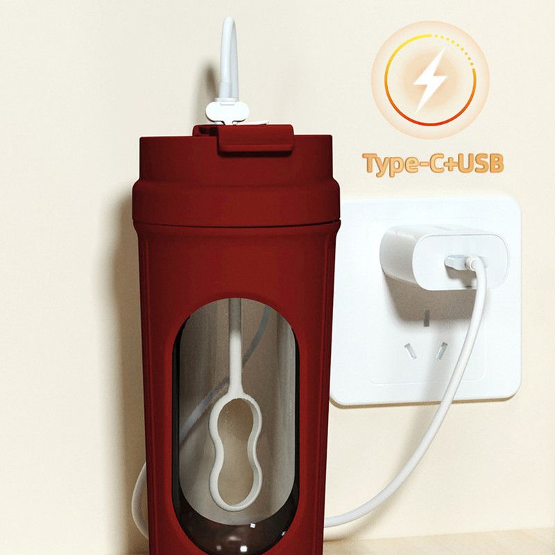 Electric Automatic Mixing Cup, One-Button Shaker Cup, Food-Grade Portable Coffee/Water Cup with Dual Spouts, Type-C Charging, Portable Leak-Proof Electric Mixing Cup with Carrying Strap—Red - Image 6
