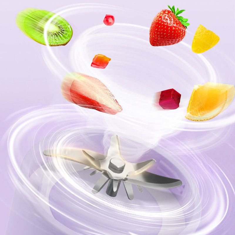 Portable Electric Juicer Cup, with Digital Display, for Home Use, High-Power 16-Blade Head, Large-Capacity Outdoor Portable Wireless Charging Juicer Cup, Food-Grade Material with Child Safety Lock Design - White - Image 5