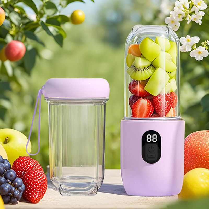 Portable Electric Juicer Cup with Digital Display for Home Use, High-Powered 16-Blade Head, Large-Capacity Outdoor Portable Wireless Charging Juicer Cup, Food-Grade Material with Child Safety Lock—Purple - Image 2