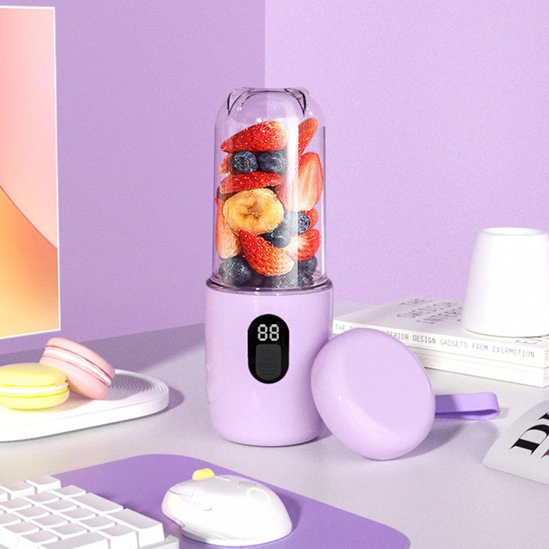 Portable Electric Juicer Cup with Digital Display for Home Use, High-Powered 16-Blade Head, Large-Capacity Outdoor Portable Wireless Charging Juicer Cup, Food-Grade Material with Child Safety Lock—Purple - Image 6