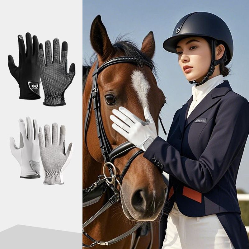 Equestrian Riding Gloves, Full-Palm Silicone Anti-Slip & Durable Touchscreen Model, Ice-Silk Cooling, Breathable, and UV-Protective, Suitable for Outdoor Sports, Driving, and Training—White-L - Image 3