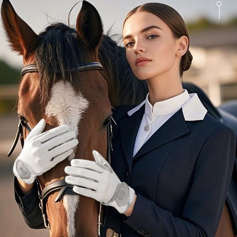Equestrian Riding Gloves, Full-Palm Silicone Anti-Slip & Durable Touchscreen Model, Ice-Silk Cooling, Breathable, and UV-Protective, Suitable for Outdoor Sports, Driving, and Training—White-L - Image 5