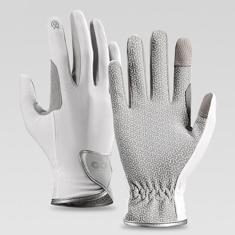 Equestrian Riding Gloves, Full-Palm Silicone Anti-Slip & Durable Touchscreen Model, Ice-Silk Cooling, Breathable, and UV-Protective, Suitable for Outdoor Sports, Driving, and Training—White-XL - Image 1