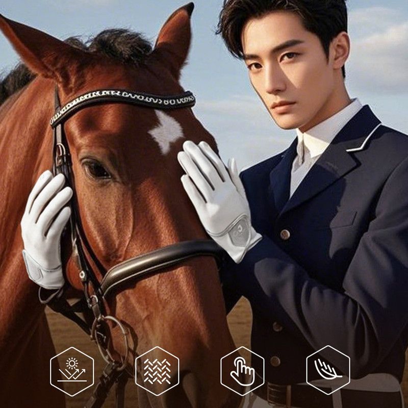 Equestrian Riding Gloves, Full-Palm Silicone Anti-Slip & Durable Touchscreen Model, Ice-Silk Cooling, Breathable, and UV-Protective, Suitable for Outdoor Sports, Driving, and Training—White-XL - Image 6