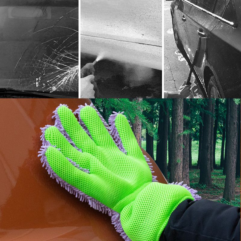 Double-Sided Chenille Car Wash Gloves, Paint-Safe Coral Fleece Car Cleaning Gloves, Five-Finger Design, Absorbs Water and Removes Dirt Easily, Car Cleaning Tools, Home and Car Cleaning Tools - Purple - Image 6