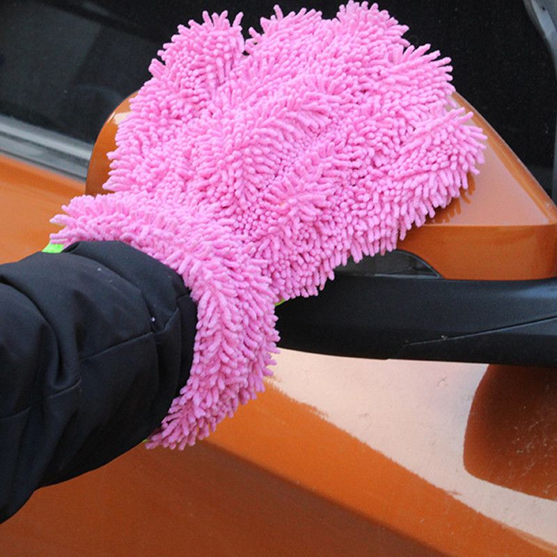 Double-Sided Chenille Car Wash Gloves, Paint-Safe Coral Fleece Car Cleaning Gloves, Five-Finger Design, Absorbs Water and Removes Dirt Easily, Car Cleaning Tools, Home and Car Cleaning Tools - Purple - Image 8