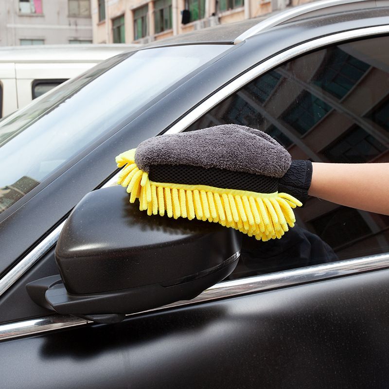 Car-Grade Chenille Car Wash Gloves, Thickened Waterproof Car Wiping Cloth, Easy-Lathering and Stain-Removing, Car Cleaning Gloves, Coral Fleece Car Wiping Gloves, Thickened Absorbent Car Cleaning Tool - Orange - Image 7
