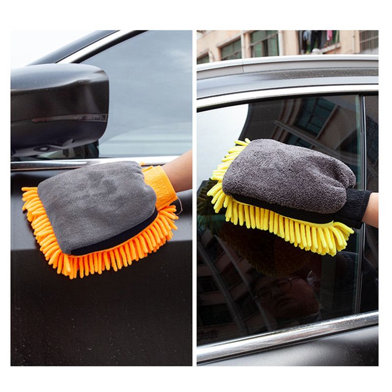 Car-Use Chenille Car Wash Gloves, Thickened Waterproof Car Wiping Cloth, Easy-Lathering and Stain-Removing, In-Car Cleaning Gloves, Coral Fleece Car Wiping Gloves, Thickened Absorbent Car Cleaning Tools - Blue - Image 5