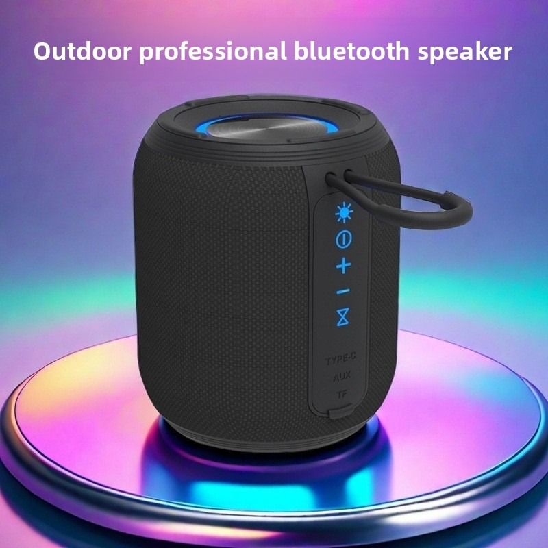 Outdoor Waterproof Portable Bluetooth Speaker, IPX5 Waterproof Subwoofer, 24-Hour Battery Life, RGB Lighting Wireless Speaker, Ideal for Camping and Home Use - Black - Image 2