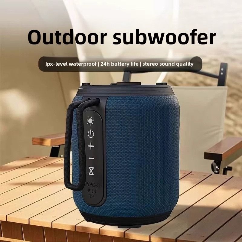 Outdoor Waterproof Portable Bluetooth Speaker, IPX5 Waterproof Subwoofer, 24-Hour Battery Life, RGB Lighting Wireless Speaker, Ideal for Camping and Home Use - Black - Image 3