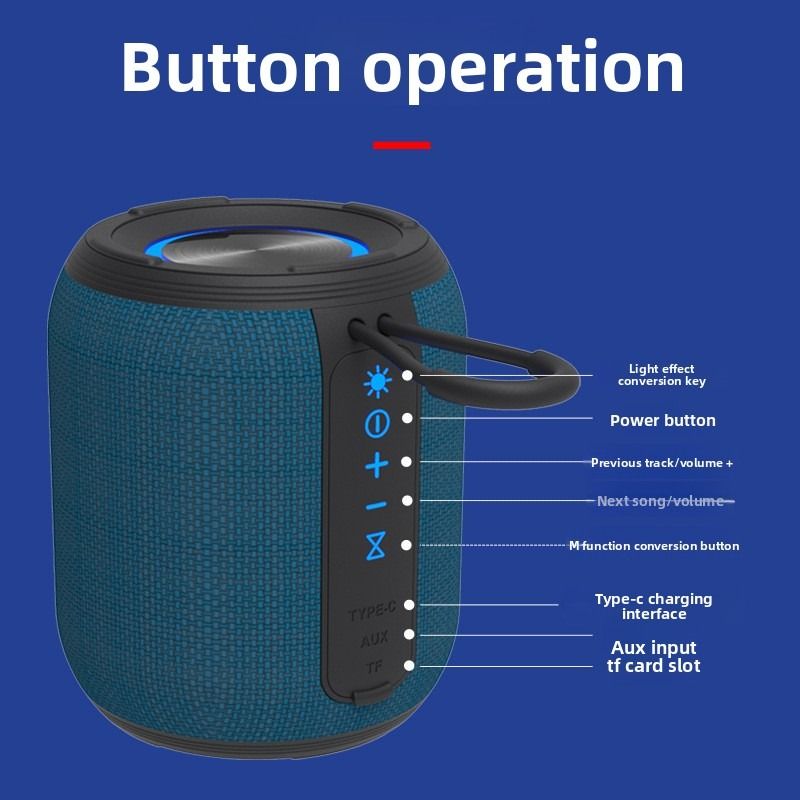 Outdoor Waterproof Portable Bluetooth Speaker, IPX5 Waterproof Subwoofer, 24-Hour Battery Life, RGB Lighting Wireless Speaker, Ideal for Camping and Home Use - White - Image 5