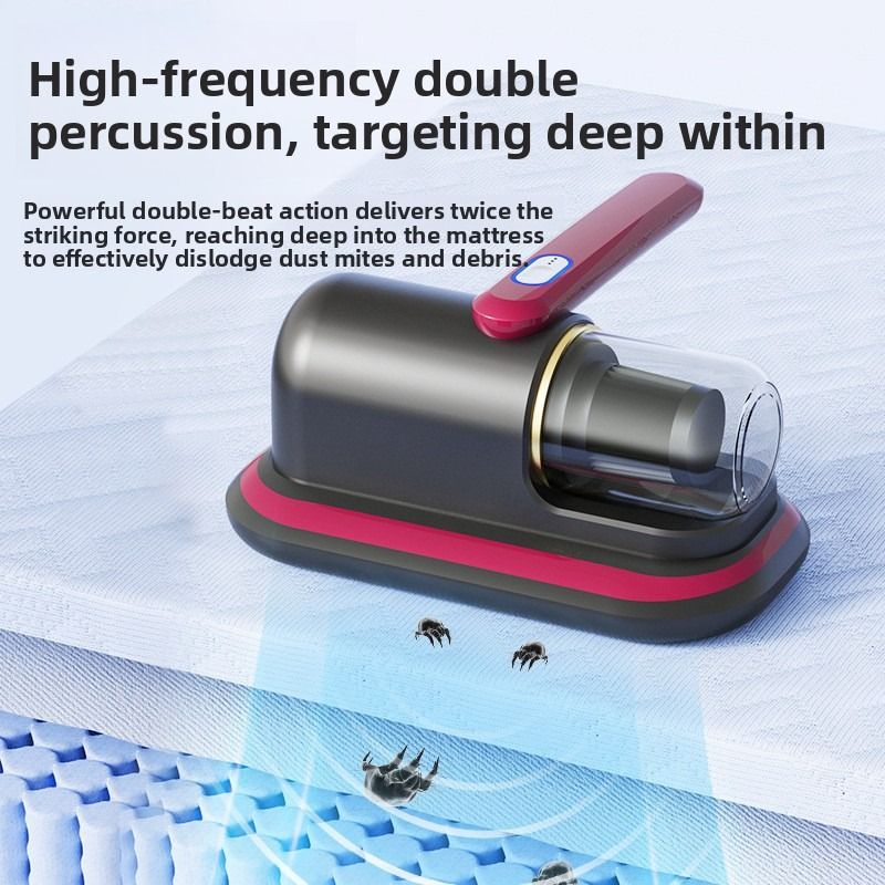Home Handheld Dust Mite Vacuum Cleaner, High-Frequency Dual-Beating + UV Sterilization, Cordless Portable Dust Mite Remover for Mattresses and Sofas, Cordless Portable Dust Mite Remover for Mattresses and Sofas - Red - Image 4