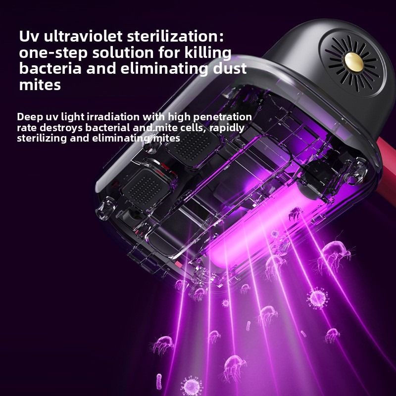 Home Handheld Dust Mite Vacuum Cleaner, High-Frequency Dual-Beating + UV Sterilization, Cordless Portable Dust Mite Remover for Mattresses and Sofas, Cordless Portable Dust Mite Remover for Mattresses and Sofas - Red - Image 5