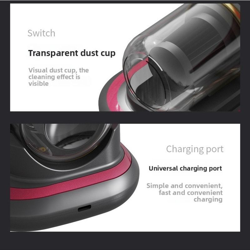 Home Handheld Dust Mite Vacuum Cleaner, High-Frequency Dual-Beating + UV Sterilization, Cordless Portable Dust Mite Remover for Mattresses and Sofas, Cordless Portable Dust Mite Remover for Mattresses and Sofas - Red - Image 7
