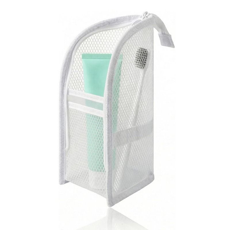 Stand-Up Breathable Mesh Toiletry Organizer, Multifunctional Waterproof Travel Cosmetic Bag, Travel Cosmetic Bag - White - Image 1