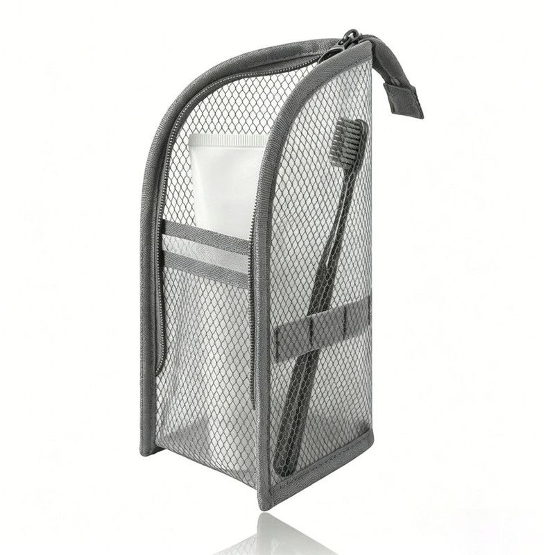 Stand-Up Breathable Mesh Toiletry Organizer, Multifunctional Waterproof Travel Cosmetic Bag, Travel Cosmetic Bag - Gray - Image 1