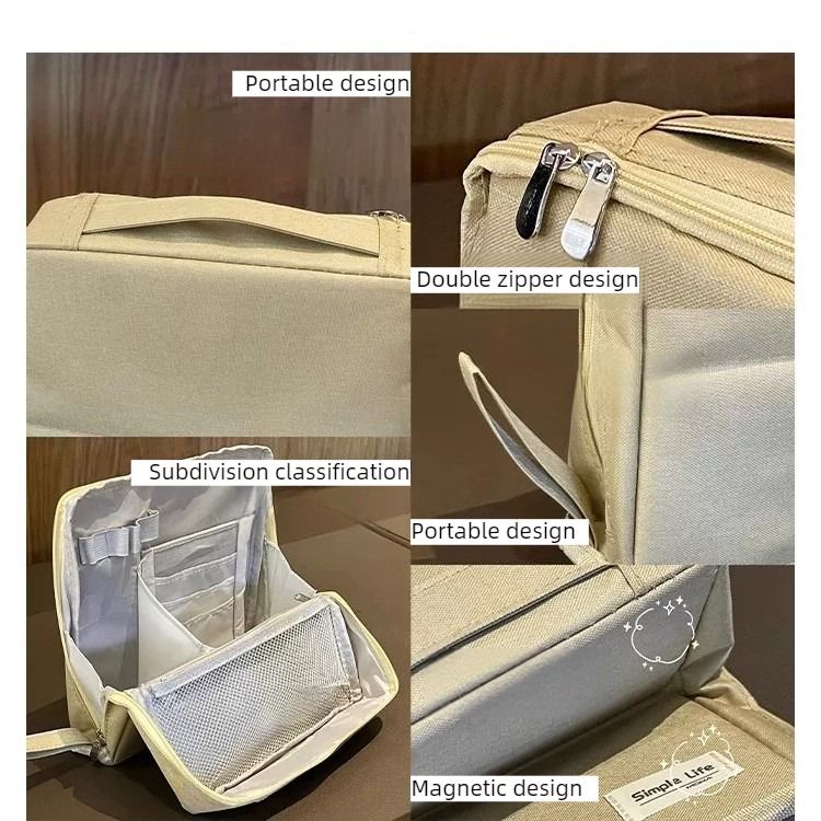 Portable Multi-Functional Toiletry Bag, Stand-Up Large-Capacity Storage Bag for Makeup Brushes, Cosmetics, and Toiletries, Jinbu Multi-Compartment Storage Bag - Black - Image 5