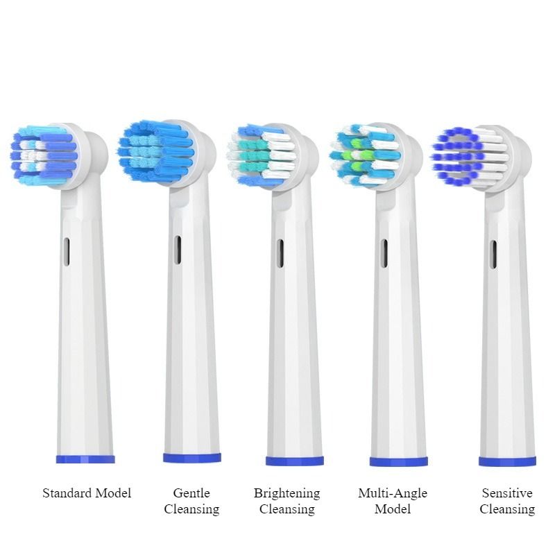 Compatible with replacement brush heads for multiple models of rotary electric toothbrushes. Choose from 5 styles with different functions. High-density, rounded soft-bristle universal brush head set—5-piece set - Image 1