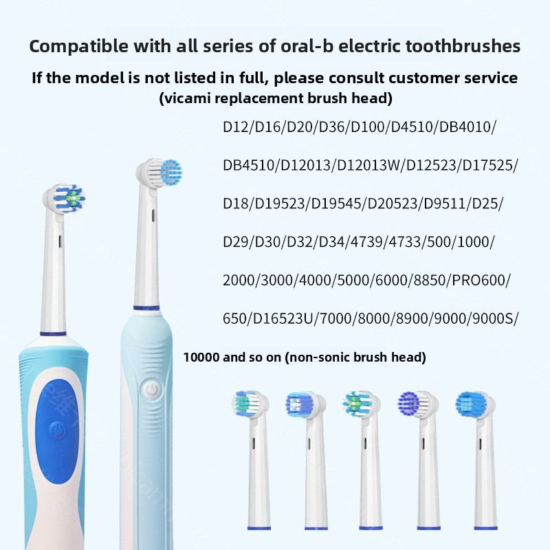 Compatible with replacement brush heads for multiple models of rotary electric toothbrushes. Choose from 5 styles with different functions. High-density, rounded soft-bristle universal brush head set—5-piece set - Image 2