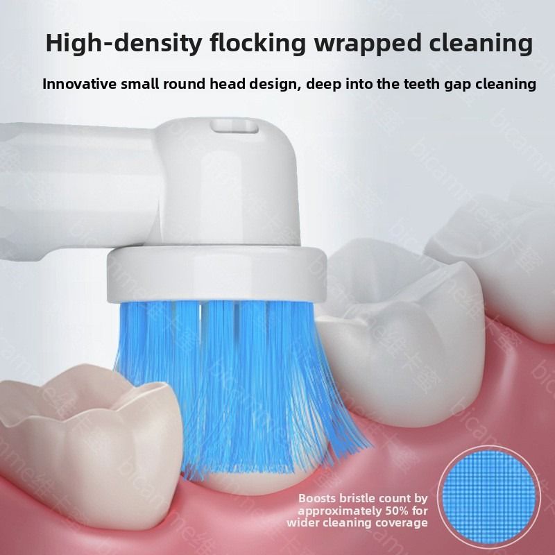 Compatible with replacement brush heads for multiple models of rotary electric toothbrushes. Choose from 5 styles with different functions. High-density, rounded soft-bristle universal brush head set—5-piece set - Image 4