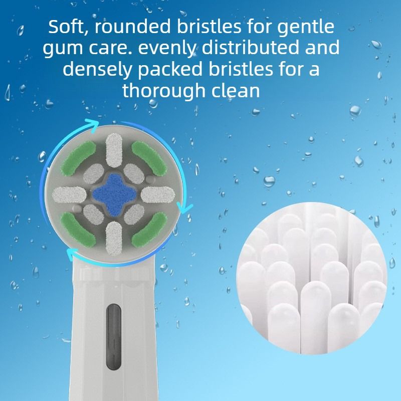 Replacement brush heads for rotary electric toothbrushes. Compatible with Oral-B's IO series (not genuine). High-density, rounded soft bristles. Pack of 4 (2 black, 2 white) - Image 2
