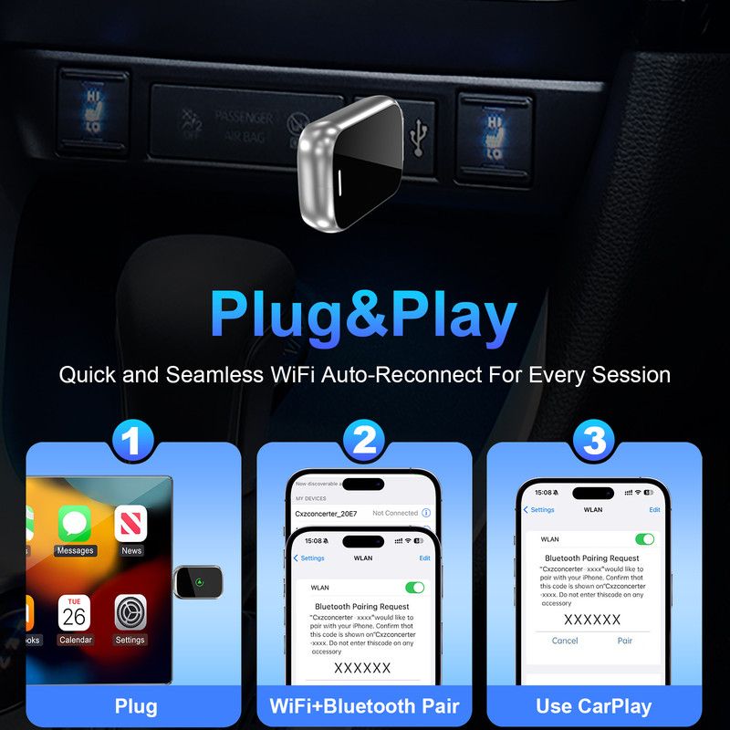 In-car wireless CarPlay adapter, plug-and-play - Image 2