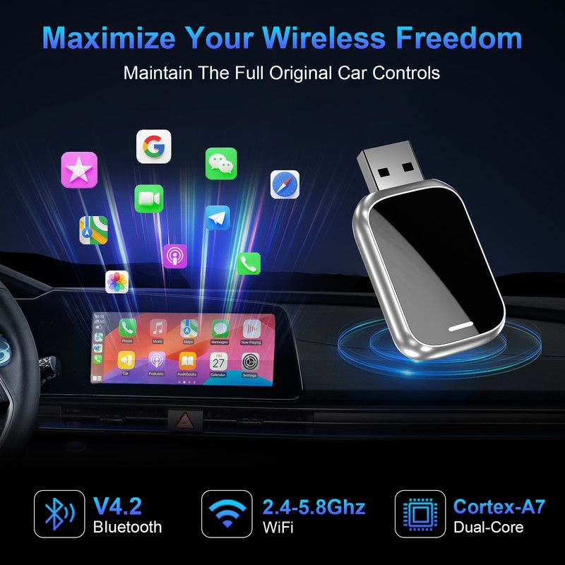 In-car wireless CarPlay adapter, plug-and-play - Image 5