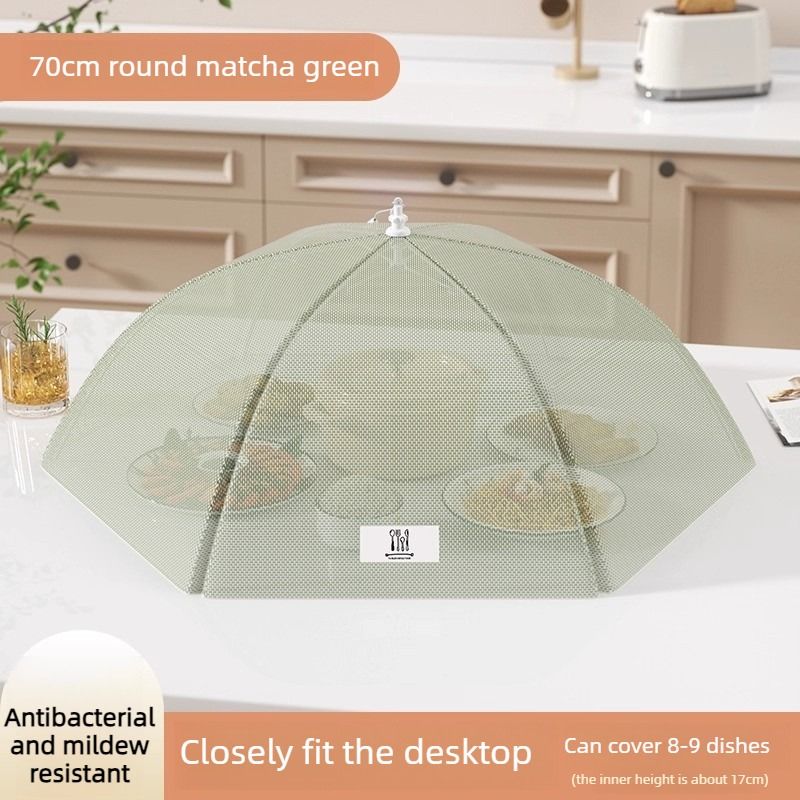 Foldable Mosquito-Proof Food Cover, Household Fly Screen, Fine-Mesh Breathable Dining Table Cover - Round - Image 1
