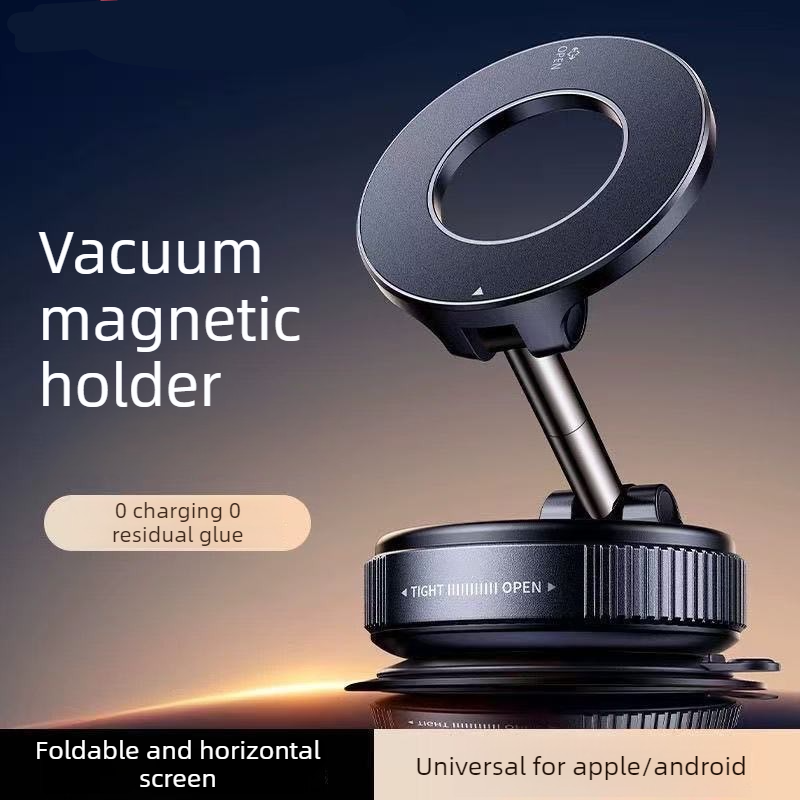 Vacuum and Magnetic Car Phone Mount, 3-Axis Foldable and Rotating Navigation Mount, Residue-Free Universal Desktop/Car Phone Mount - Black - Image 3