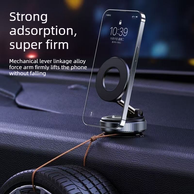 Vacuum and Magnetic Car Phone Mount, 3-Axis Foldable and Rotating Navigation Mount, Residue-Free Universal Desktop/Car Phone Mount - Black - Image 7
