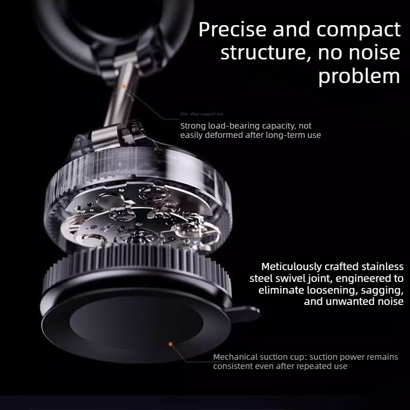 Vacuum and Magnetic Car Phone Mount, 3-Axis Foldable and Rotating Navigation Mount, Residue-Free Universal Desktop/Car Phone Mount - Black - Image 8