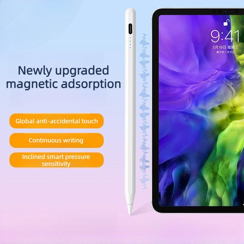 Magnetic iPad Capacitive Stylus, Compatible with Apple Tablets,  Replaceable Tip Drawing and Handwriting Stylus—3 Tips—White - Image 1