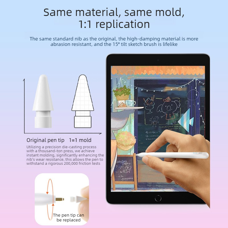 Magnetic iPad Capacitive Stylus, Compatible with Apple Tablets,  Replaceable Tip Drawing and Handwriting Stylus—3 Tips—White - Image 3