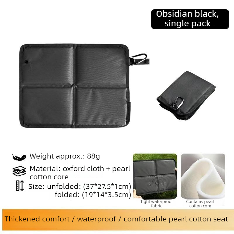 Portable Folding Outdoor Seat Cushion, Portable Insulated Seat Cushion for Camping, Picnics, and Hiking - Black - Image 1