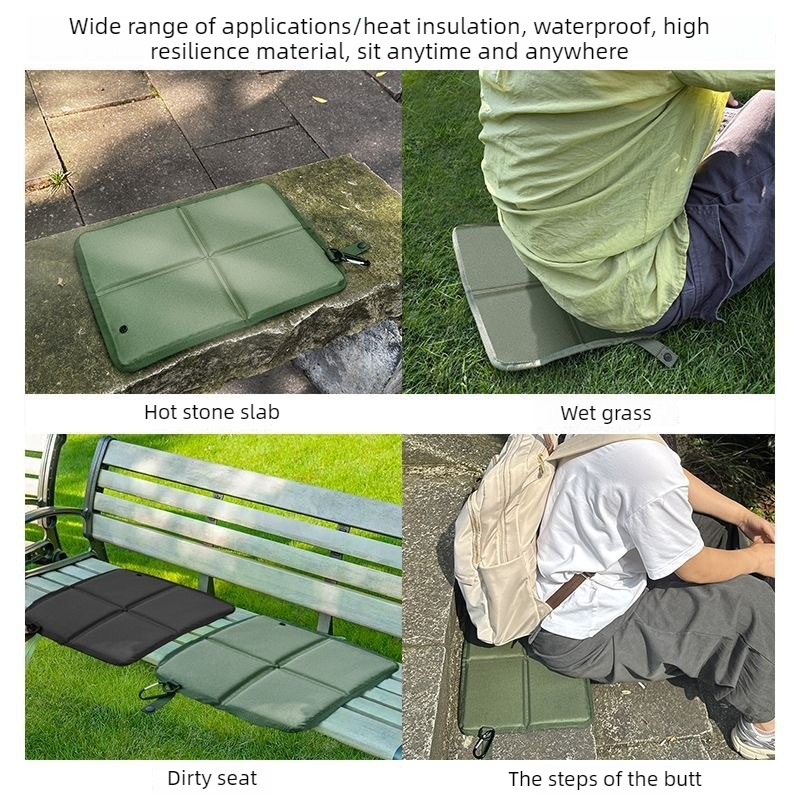Portable Folding Outdoor Seat Cushion, Portable Insulated Seat Cushion for Camping, Picnics, and Hiking - Black - Image 8