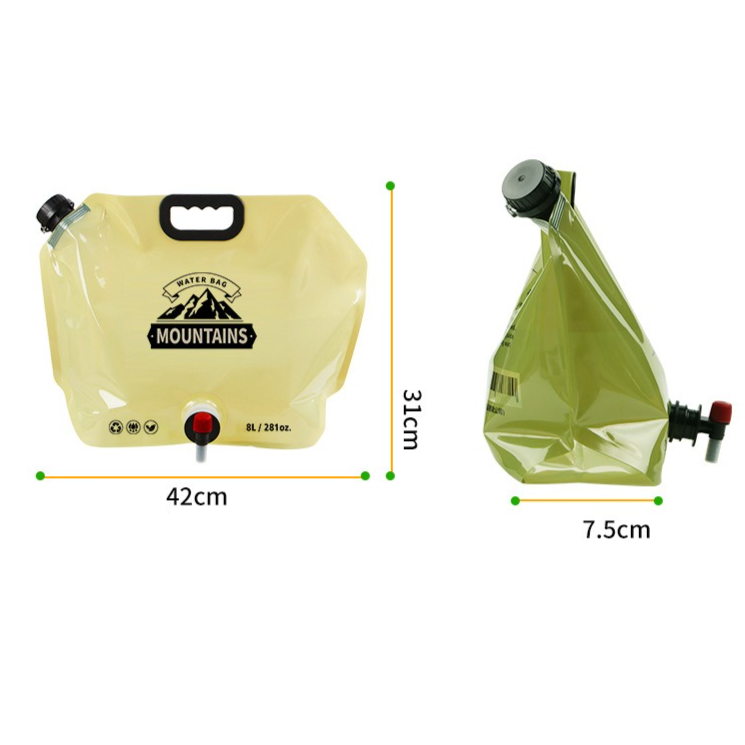 8L Large-Capacity Foldable Outdoor Water Bag,Built-in Faucet, Portable Camping and Travel Water Bag - Green - Image 7