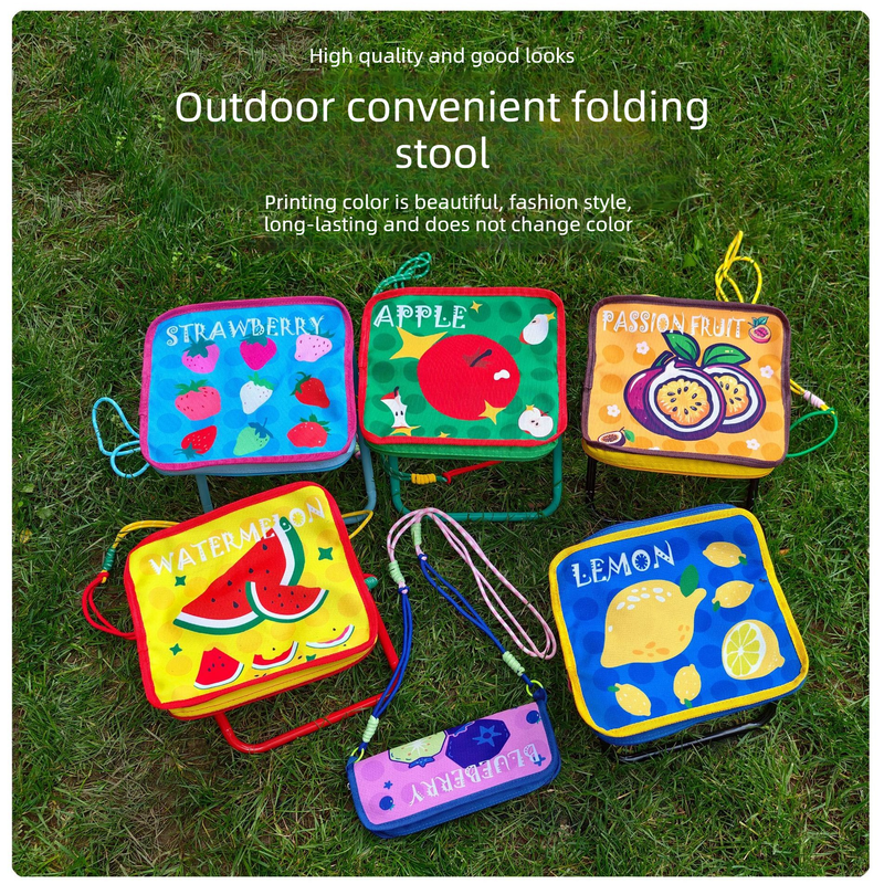 UPortable folding camping chair,  versatile folding chair for outdoor fishing, waiting in line, and picnics—Orange Passion Fruit Pattern - Image 3