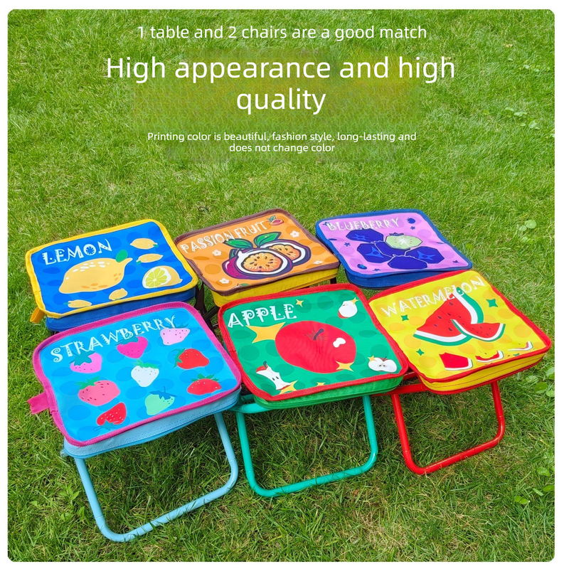Portable folding camping chair,  versatile folding chair for outdoor fishing, waiting in line, and picnics - Pink Blueberry Pa - Image 4