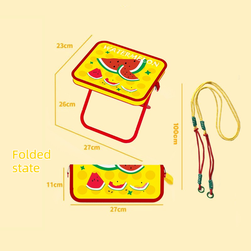 Ultra-lightweight and portable folding camping chair,  versatile folding chair for outdoor fishing, waiting in line, and picnics—Yellow Watermelon Pattern - Image 1