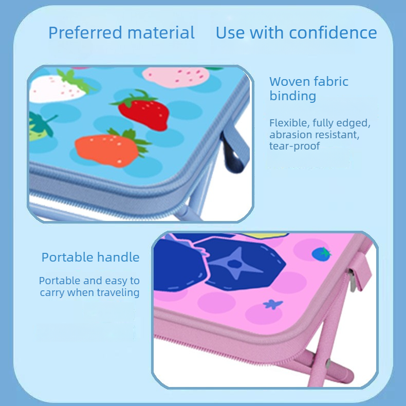Portable folding camping chair,  versatile folding chair for outdoor fishing, waiting in line, and picnics - Blue Lemon Patter - Image 6