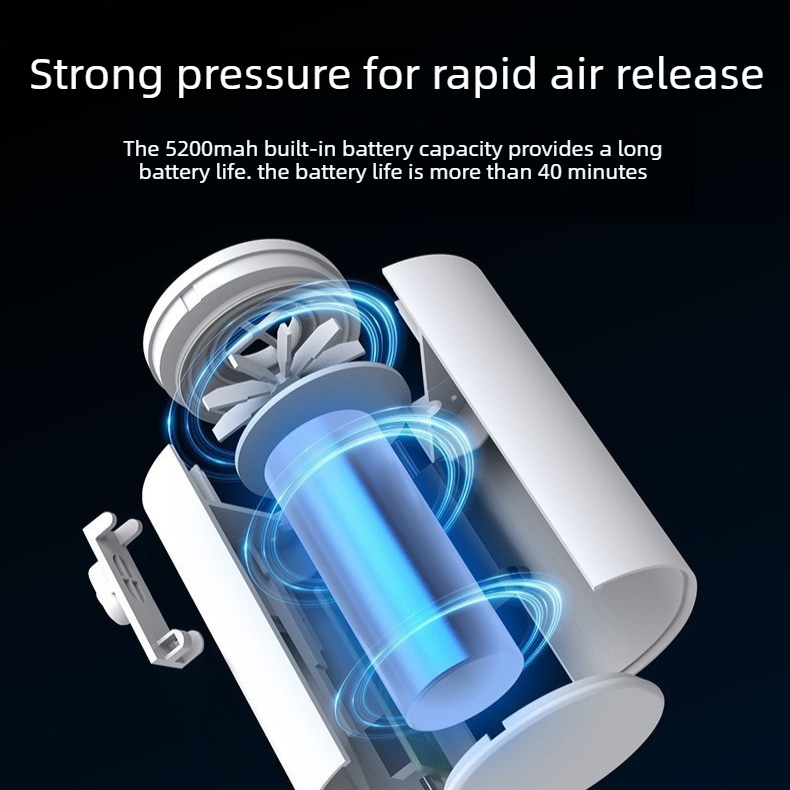 Outdoor Camping Digital Electric Air Pump, 5200mAh Built-in Battery, for Air Mattresses and Swim Rings - White - Image 5